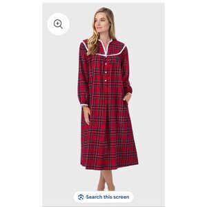 Lanz of Salzburg Red Tartan Plaid Nightgown Small